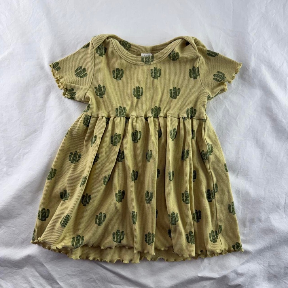 Kate Quinn Organic Cotton Cactus Dress Sz 6-12m Short Sleeve Western Boho